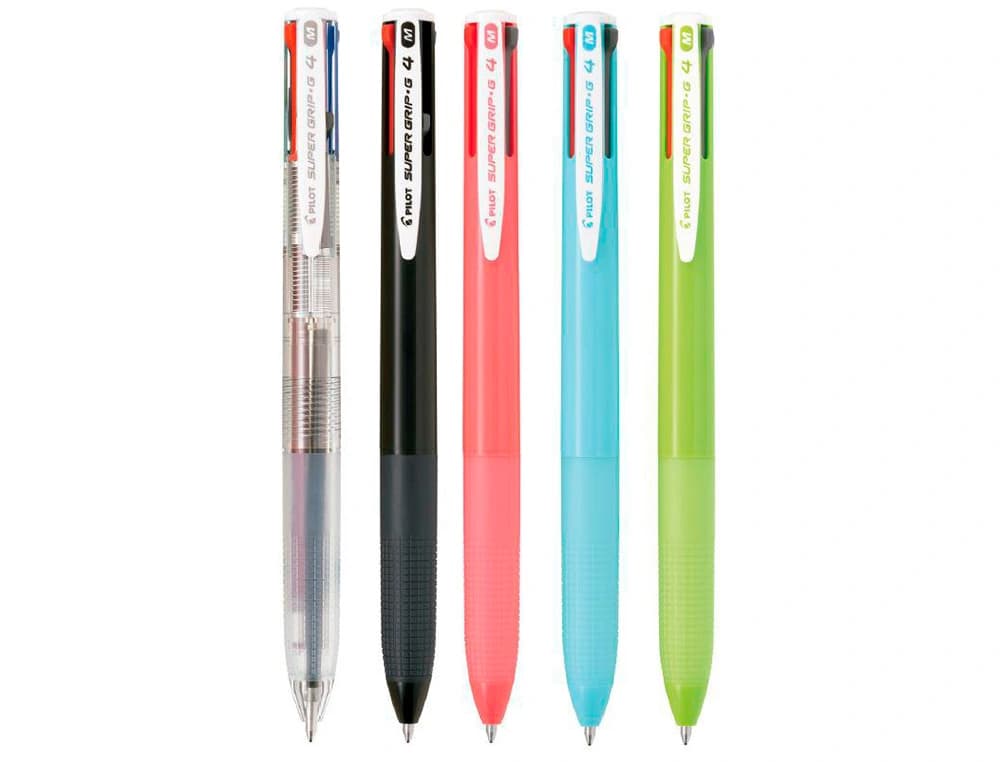 Boligrafo pilot super grip g 4 colores retractil sujecion de caucho tinta base de aceite cuerpo