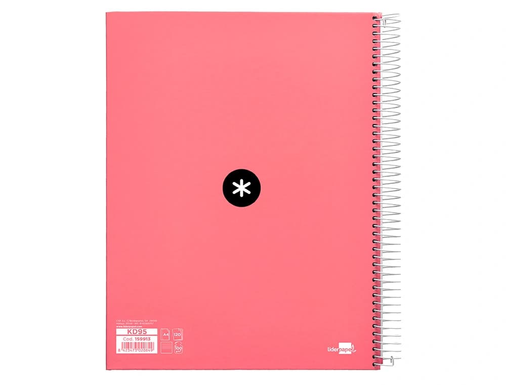 Cuaderno espiral a4 micro antartik tapa forrada 120h 90 gr horizontal 5 bandas 4 taladros colores