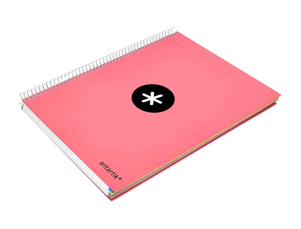 Cuaderno espiral a4 micro antartik tapa forrada 120h 90 gr horizontal 5 bandas 4 taladros colores