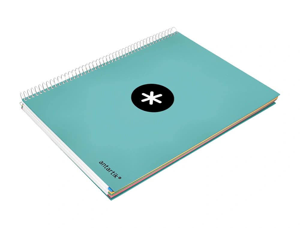 Cuaderno espiral a4 micro antartik tapa forrada 120h 90 gr horizontal 5 bandas 4 taladros colores