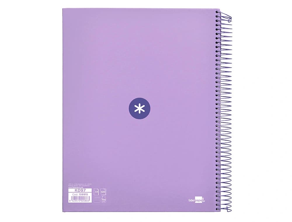 Cuaderno espiral a4 micro antartik tapa forrada 120h 90 gr horizontal 5 bandas 4 taladros colores