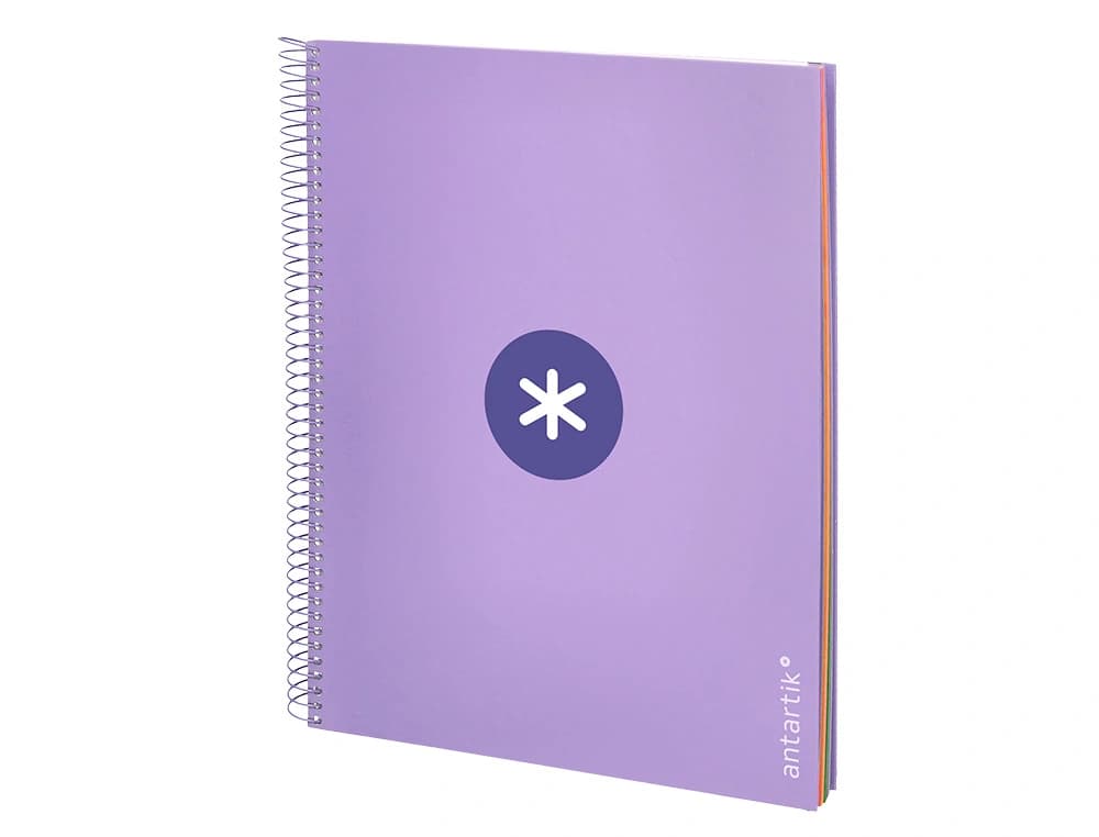 Cuaderno espiral a4 micro antartik tapa forrada 120h 90 gr horizontal 5 bandas 4 taladros colores