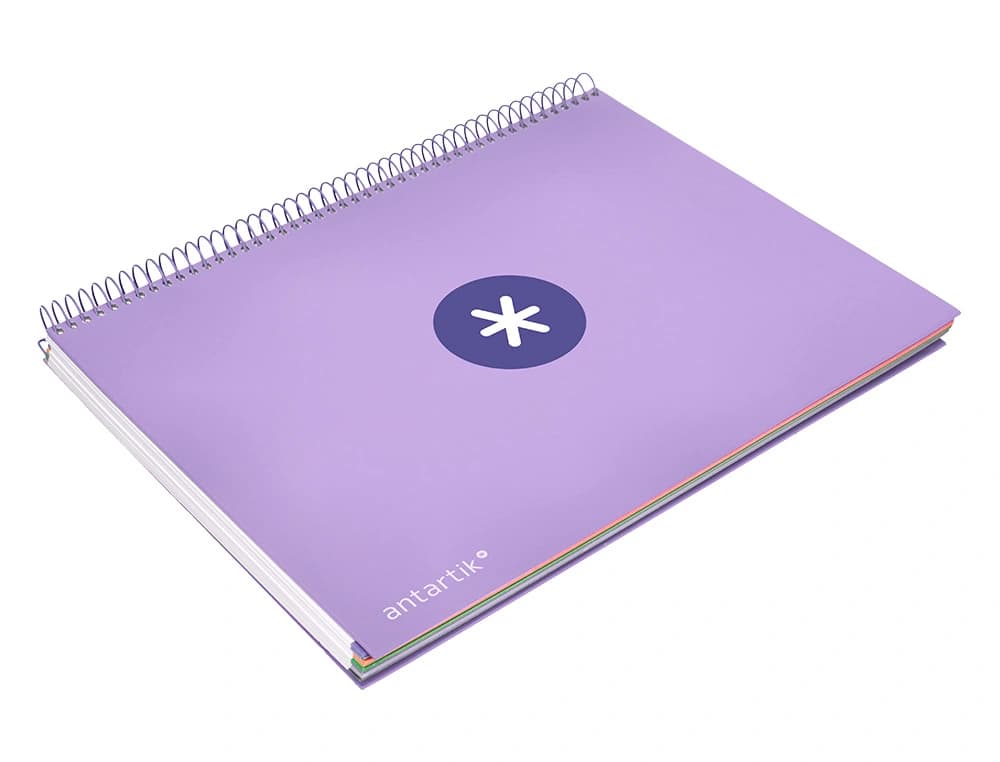 Cuaderno espiral a4 micro antartik tapa forrada 120h 90 gr horizontal 5 bandas 4 taladros colores