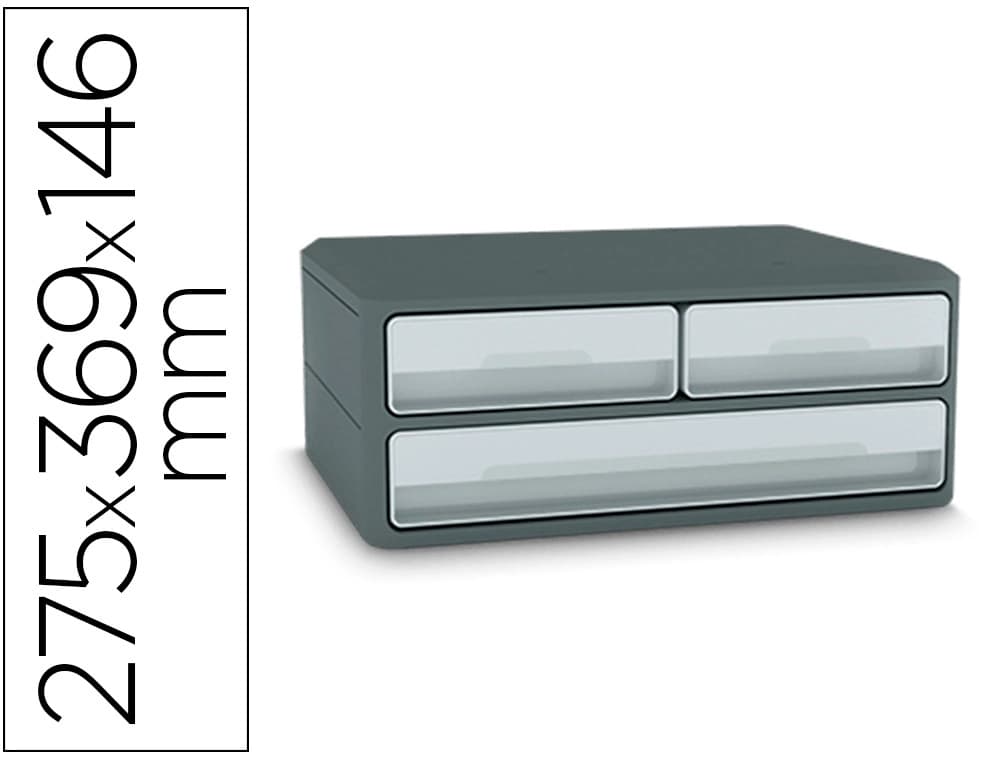 Cep Fichero cajones de sobremesa cep moov up reciclado 80% 3 cajones color gris 275x369x146 mm
