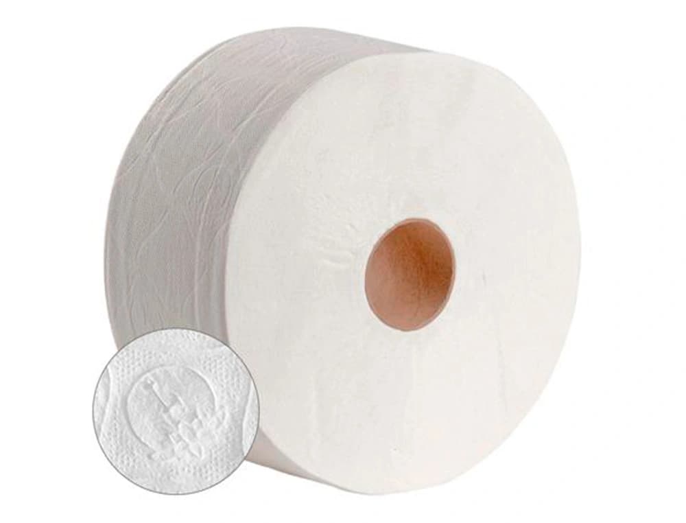 Papel higienico dahi jumbo 2 capas celulosa blanca 140 mt mandril 45 mm paquete de 18 rollos