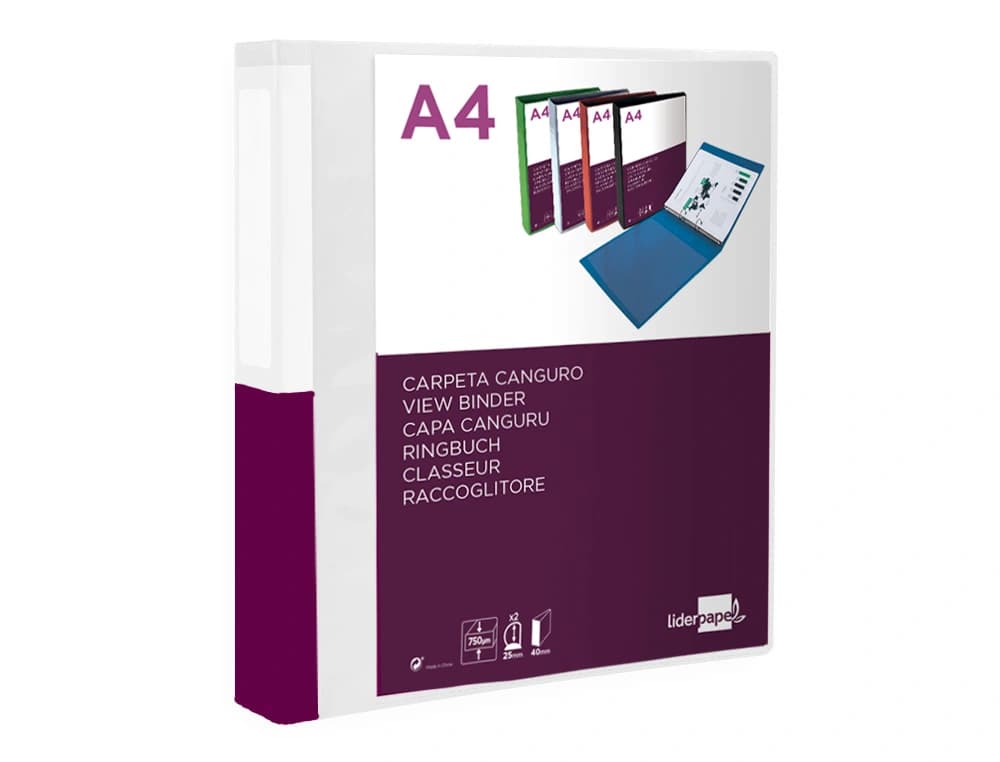 Carpeta liderpapel canguro 2 anillas 25 mm mixtas polipropileno din a4