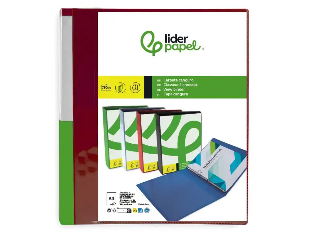 Carpeta liderpapel canguro 2 anillas 25 mm mixtas polipropileno din a4