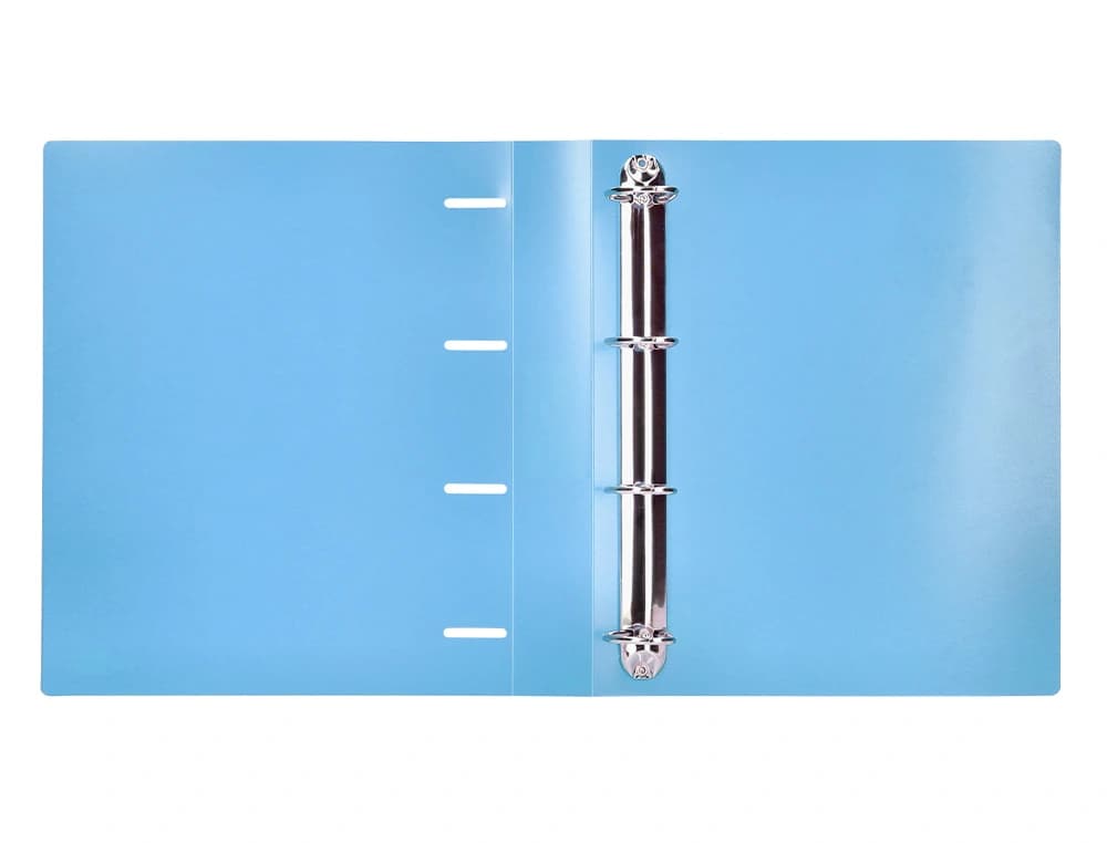 Carpeta Liderpapel A4 de polipropileno opaco con 4 anillas mixtas de 40 mm y tarjetero – Celeste