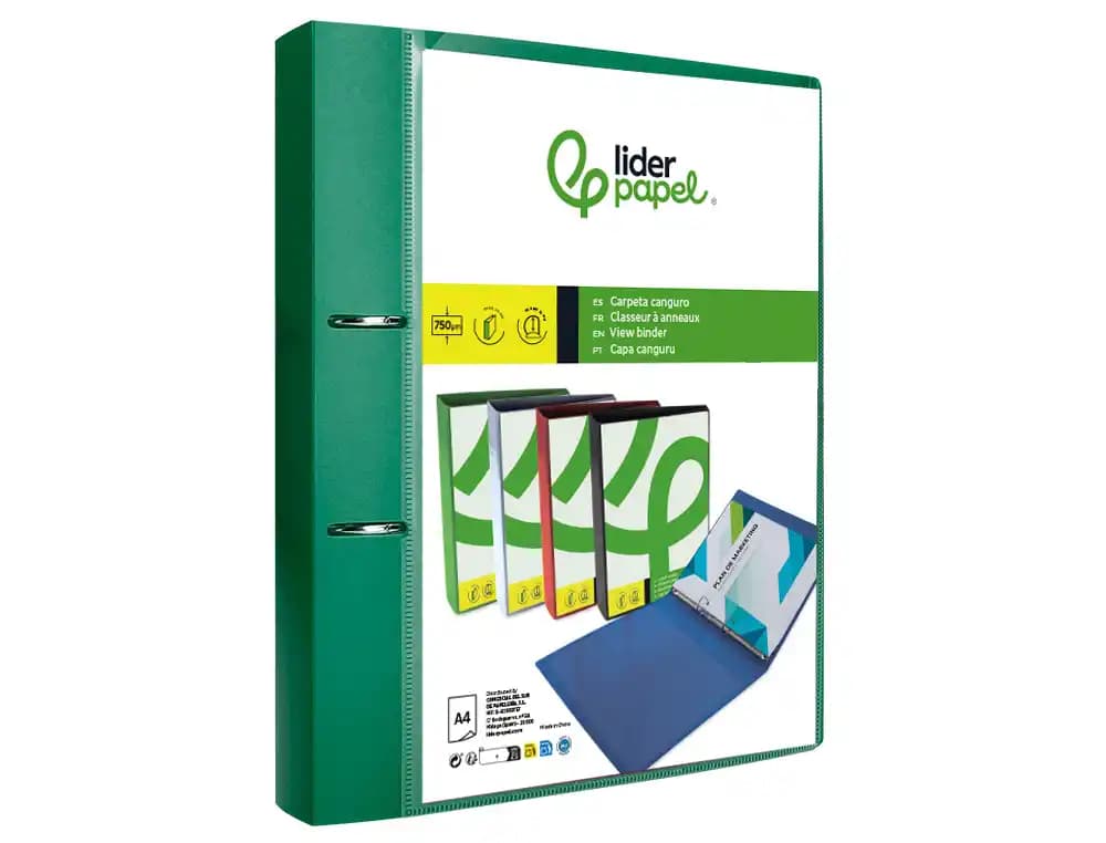 Carpeta liderpapel canguro 2 anillas 40 mm mixtas polipropileno din a4