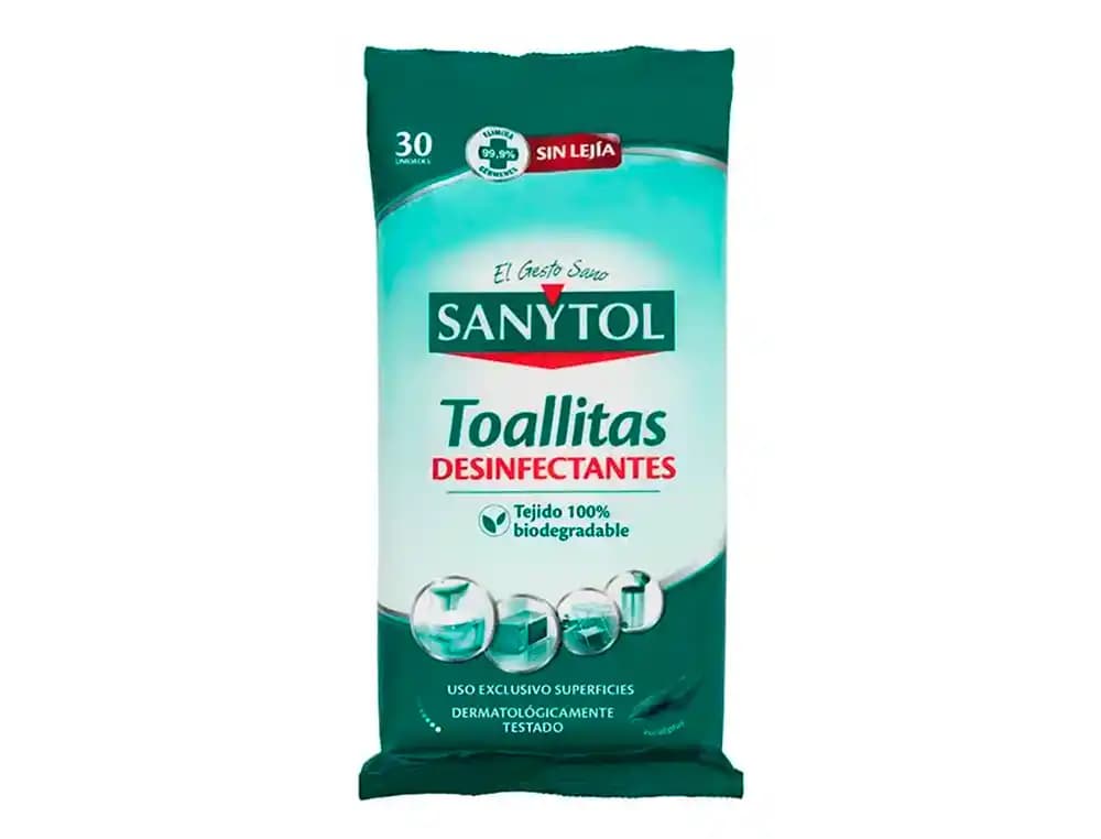 Toallita desinfectante sanytol biodegradable paquete de 30 unidades