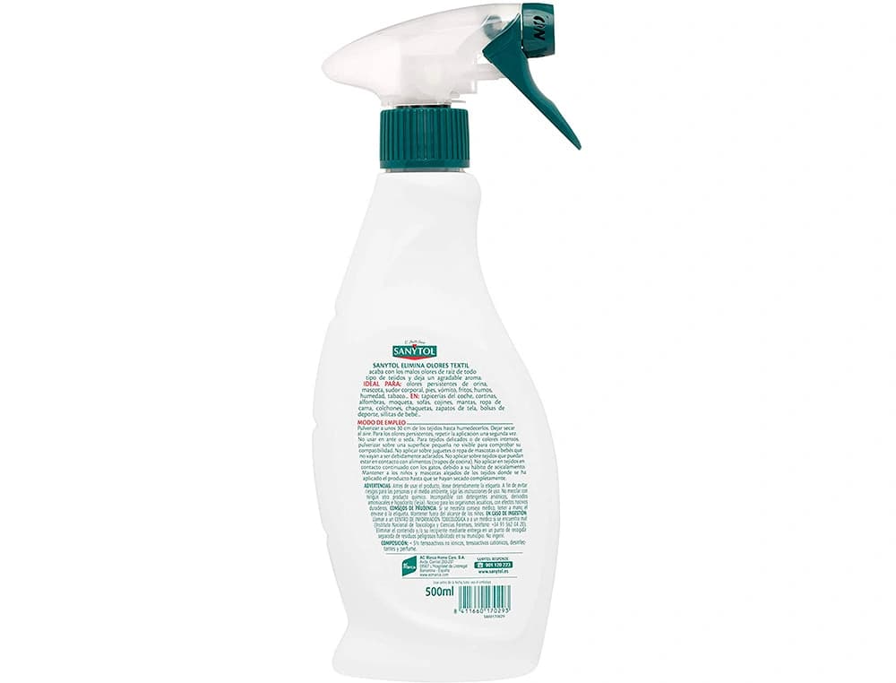 Quitaolor desinfectante sanytol para textil con pulverizador bote de 500 ml