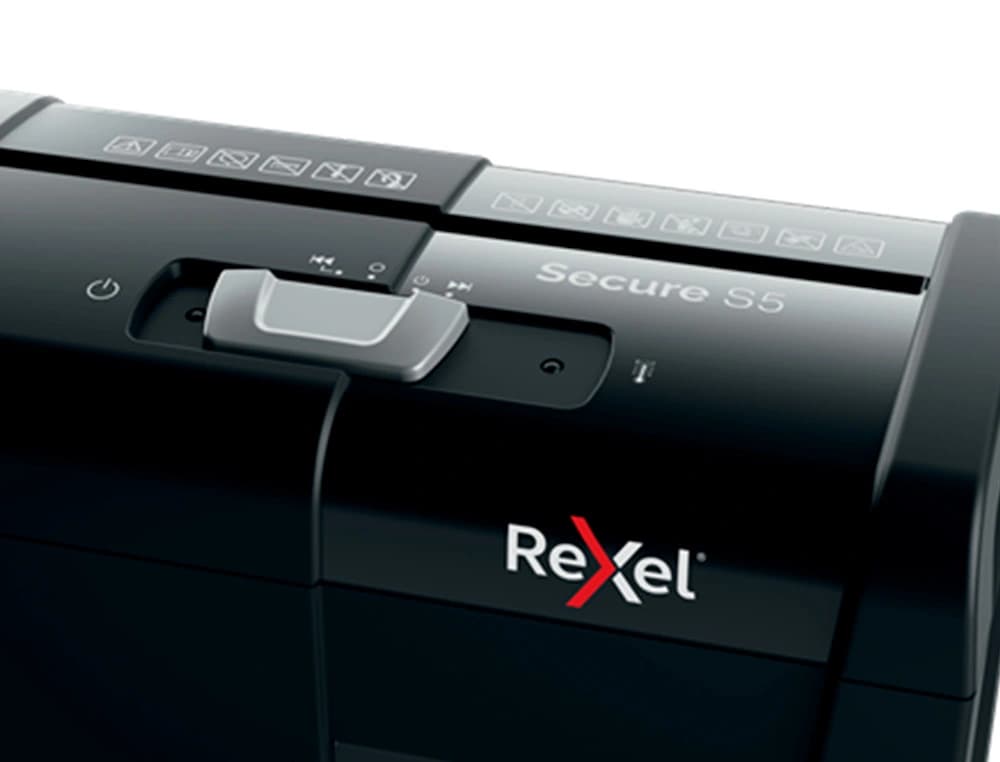 Destructora de documentos rexel secure s5 eu capacidad 5 hojas grapas clips tarjetas y cd papelera 10 l