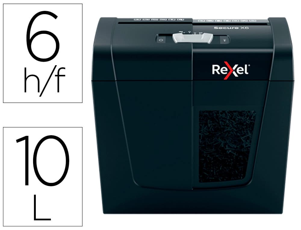 Rexel Destructora de documentos rexel secure x6 eu capacidad 6 hojas grapas clips tarjetas y cd