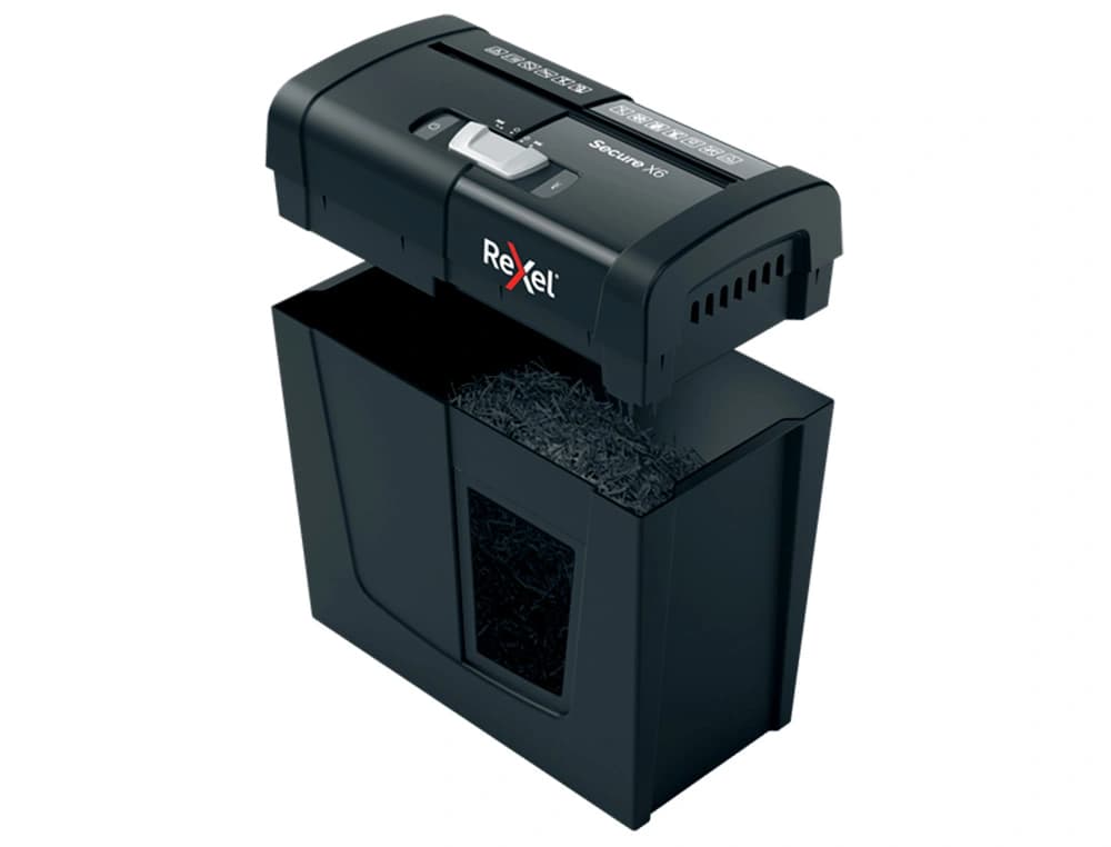 Destructora de documentos rexel secure x6 eu capacidad 6 hojas grapas clips tarjetas y cd