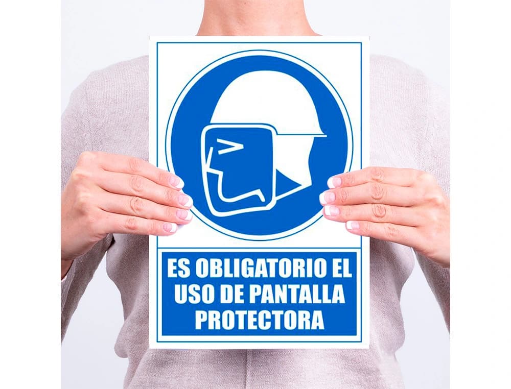 Pictograma archivo 2000 obligatorio uso de pantalla protectora pvc color azul 210x297 mm