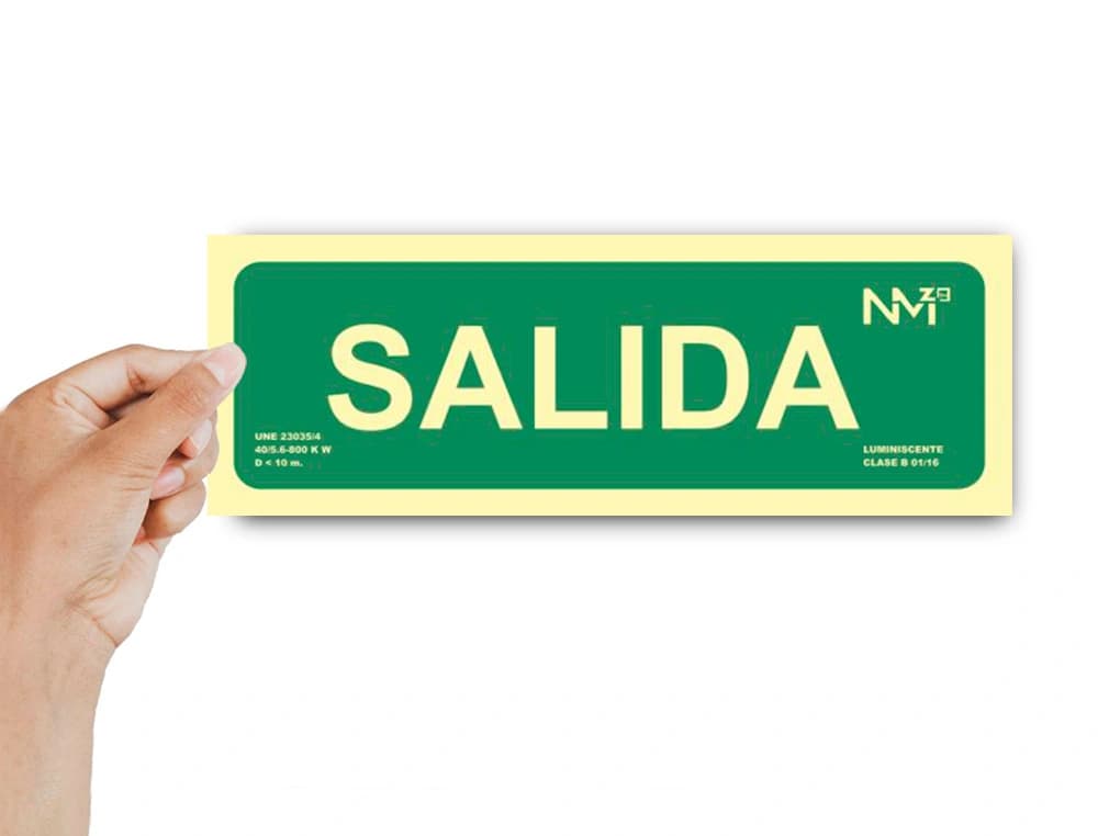 Pictograma archivo 2000 salida pvc verde luminiscente 300x105 mm pack de 2 unidades