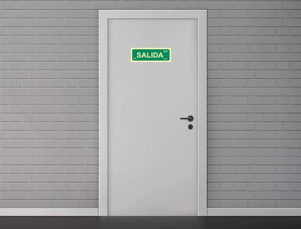 Pictograma archivo 2000 salida pvc verde luminiscente 300x105 mm pack de 2 unidades