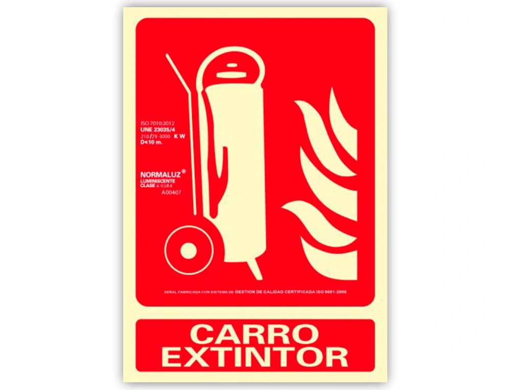 Pictograma archivo 2000 carro extintor pvc rojo luminiscente 210x300 mm