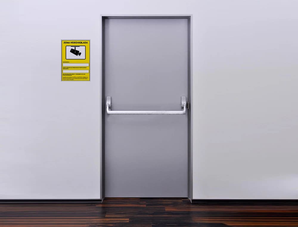 Pictograma archivo 2000 camaras de vigilancia en grabacion las 24 horas pvc amarillo luminiscente 210x297