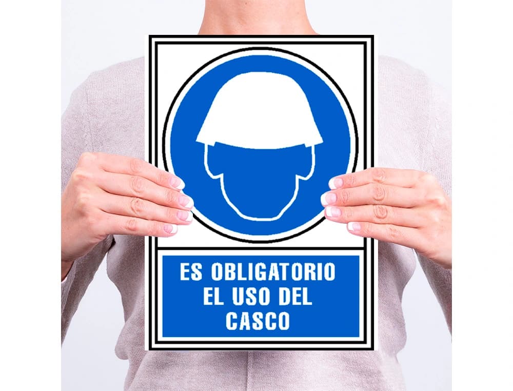 Pictograma archivo 2000 obligatorio uso de casco pvc azul luminiscente 210x297 mm
