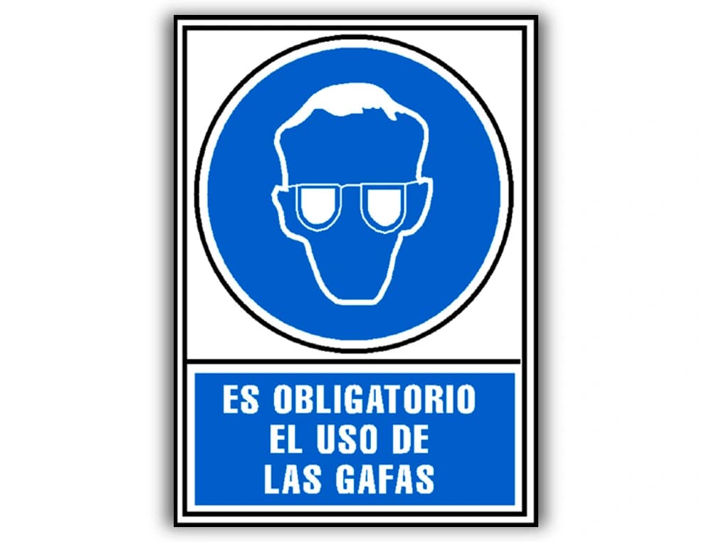 Pictograma archivo 2000 obligatorio uso de gafas pvc azul luminiscente 210x297 mm
