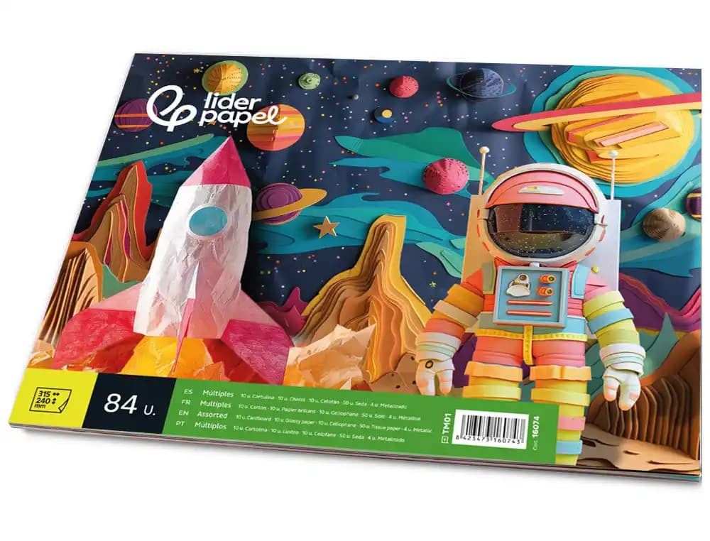 Bloc trabajos manuales liderpapel multiple 240x315mm 84 hojas colores surtidos