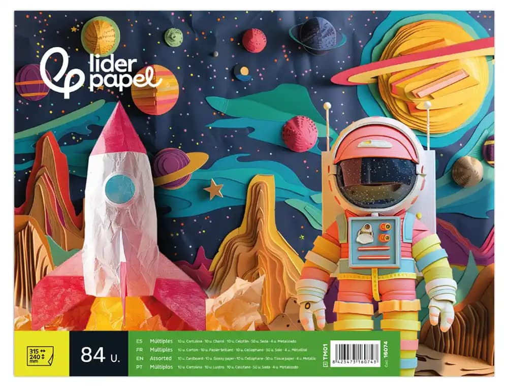 Bloc trabajos manuales liderpapel multiple 240x315mm 84 hojas colores surtidos