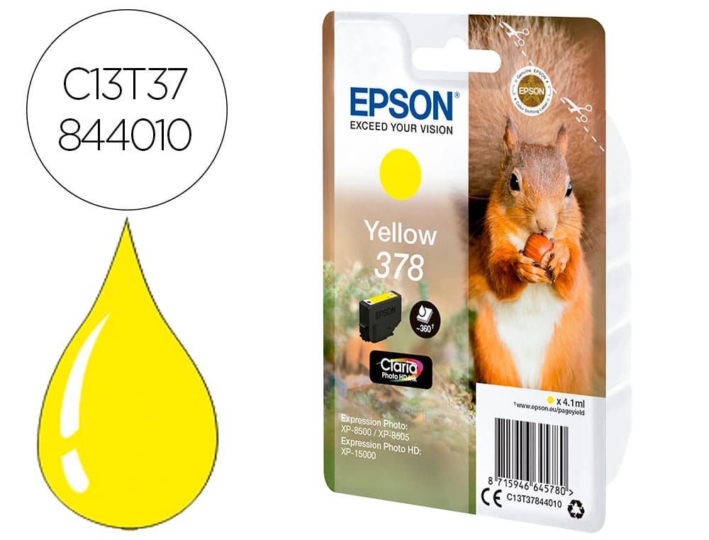 Epson Ink-jet epson singlepack amarillo 378 claria photo hd ink