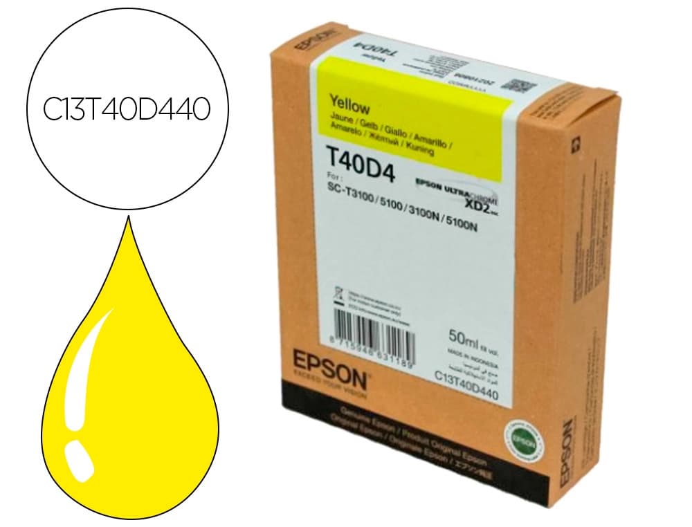 Epson Ink-jet epson ultrachrome xd2 amarillo t40d440 sc-t3100/sc- t5100 50 ml