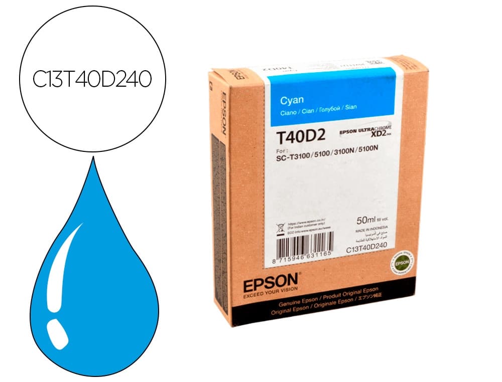 Epson Ink-jet epson ultrachrome xd2 cian t40d240 sc-t3100/sc-t5100 50 ml
