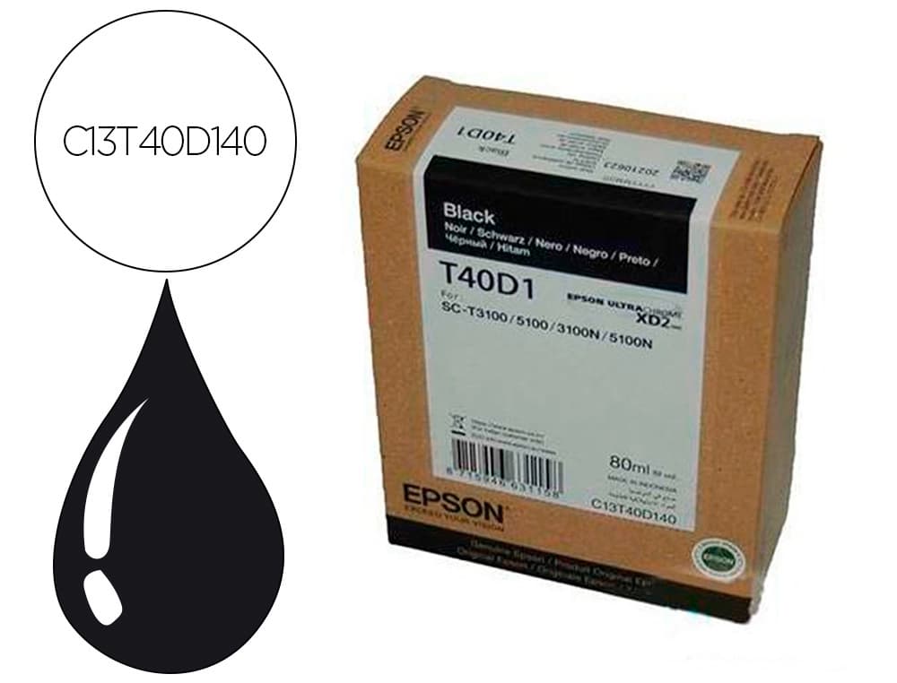 Epson Ink-jet epson ultrachrome xd2 negro t40d140 sc-t3100/sc-t 5100 80 ml