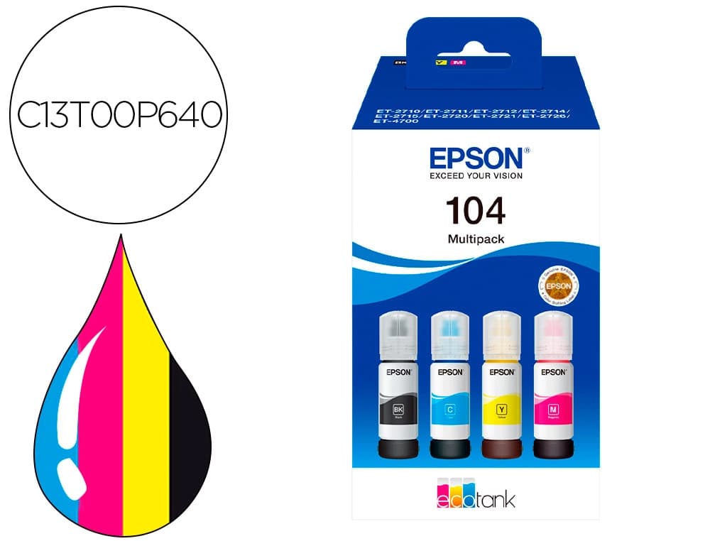 Epson Ink-jet epson /104 4 clr multipack (bk / c / m / y)/ecotank et-2710 / et-2711 / et-2712 / et-2714 / et-2715