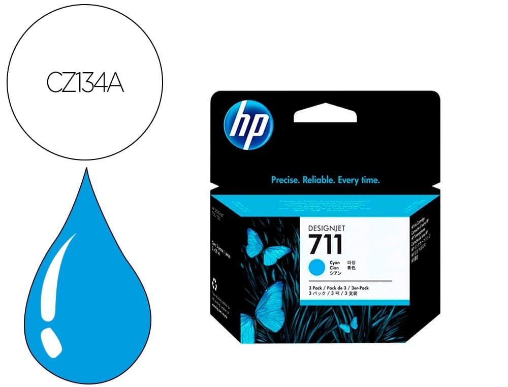 Hp Ink-jet hp designjet t120/t520 cian n 711 pack 3/1000 paginas