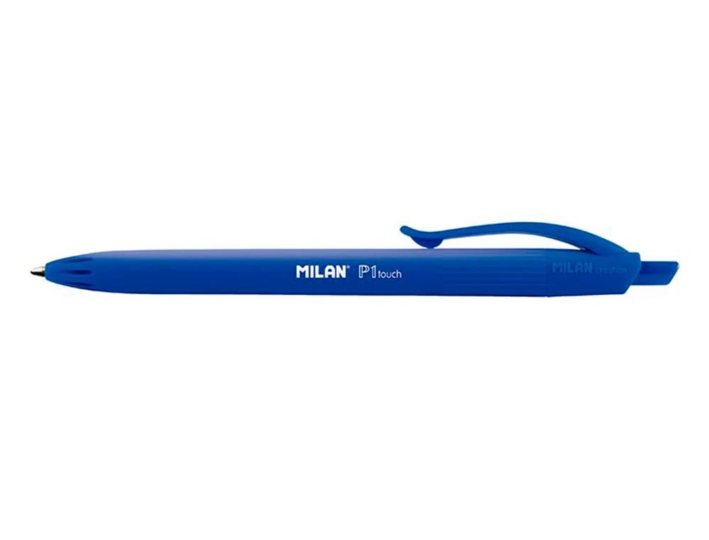Boligrafo milan p1 retractil 1 mm touch azul blister de 3 unidades