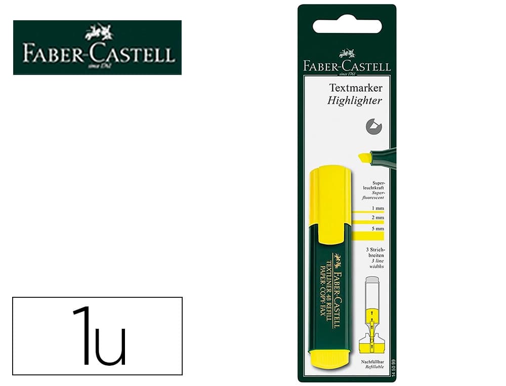 Faber castell Rotulador faber castell fluorescente textliner 48 amarillo blister de 1 unidad