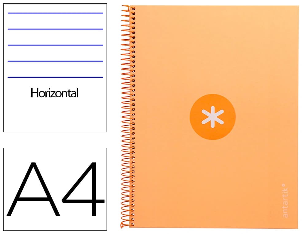 Antartik Cuaderno espiral a4 micro antartik tapa forrada80h 90 gr horizontal 1 banda 4 taladros color peach