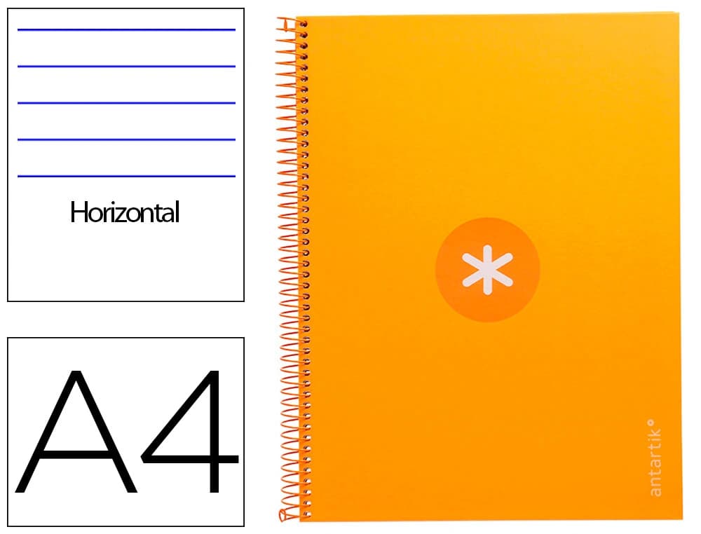 Antartik Cuaderno espiral a4 micro antartik tapa forrada80h 90 gr horizontal 1 banda 4 taladros color mostaza