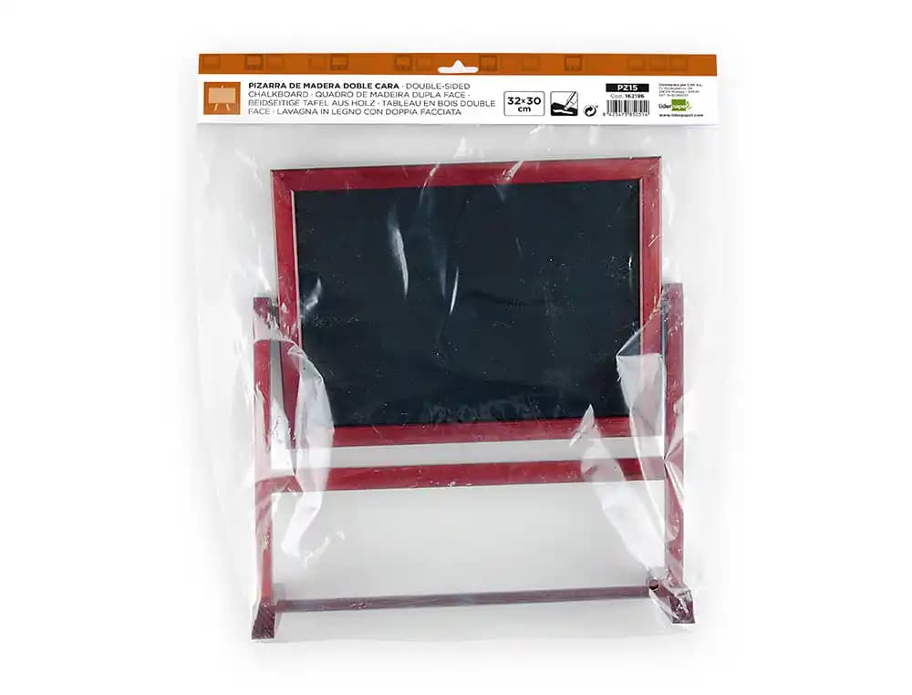 Pizarra marron liderpapel para hosteleria doble cara volteable con superficie para rotuladores 32x30 cm