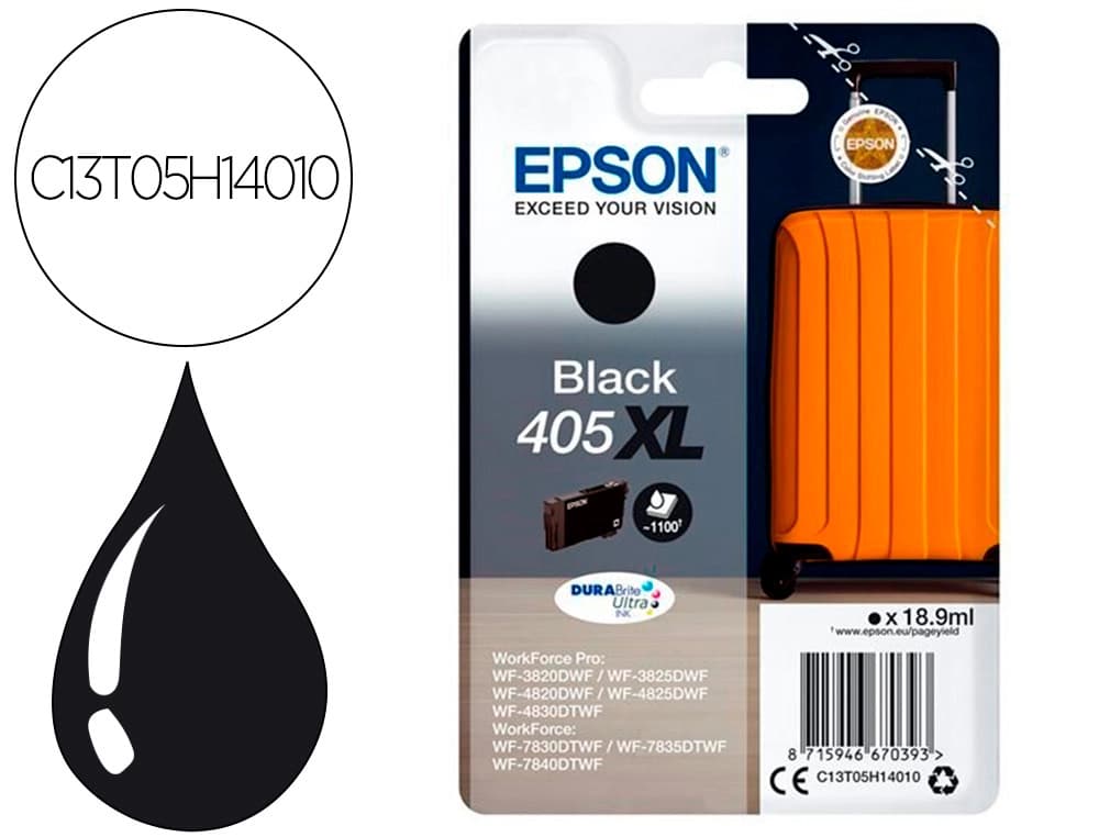 Epson Ink-jet epson 405 xl wf-3820dwf / wf-4820dwf / wf-7830dtwf / wf-7840dtwf alta capacidad negro