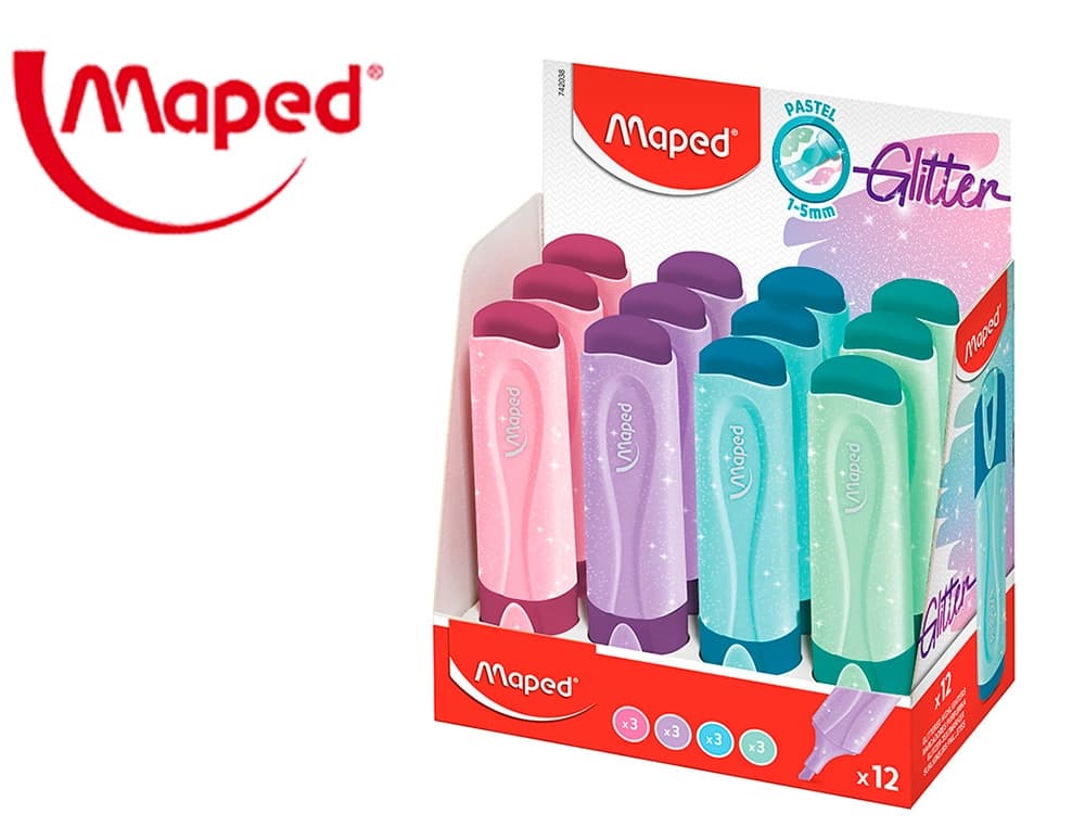Maped Rotulador maped fluorescente peps pastel con glitter colores surtidos
