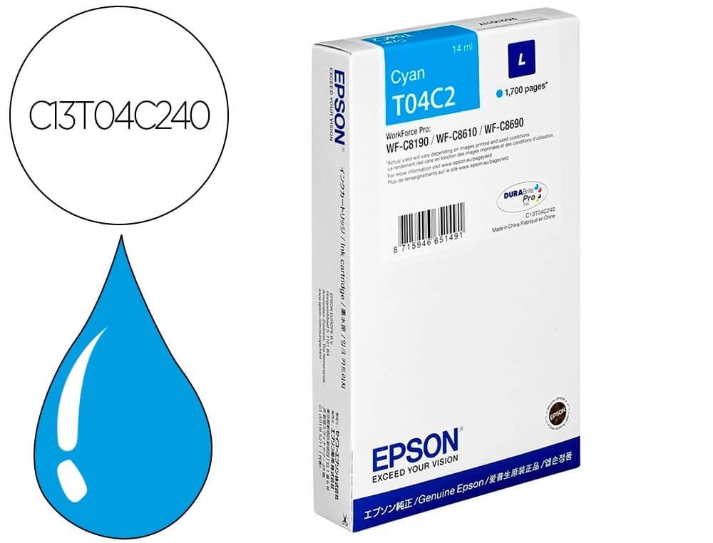 Epson Ink-jet epson t04c2 cian 1700 paginas