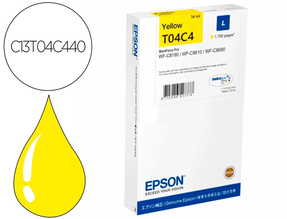 Epson Ink-jet epson t04c4 amarillo 1700 paginas