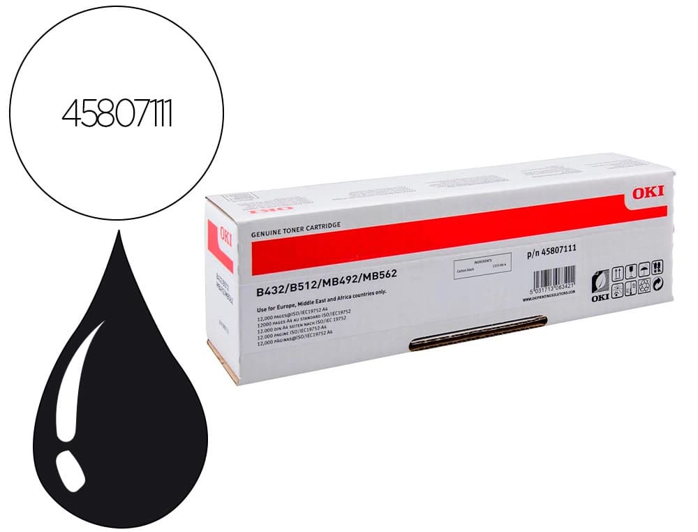 Oki Toner oki n45807111 negro 12000 paginas