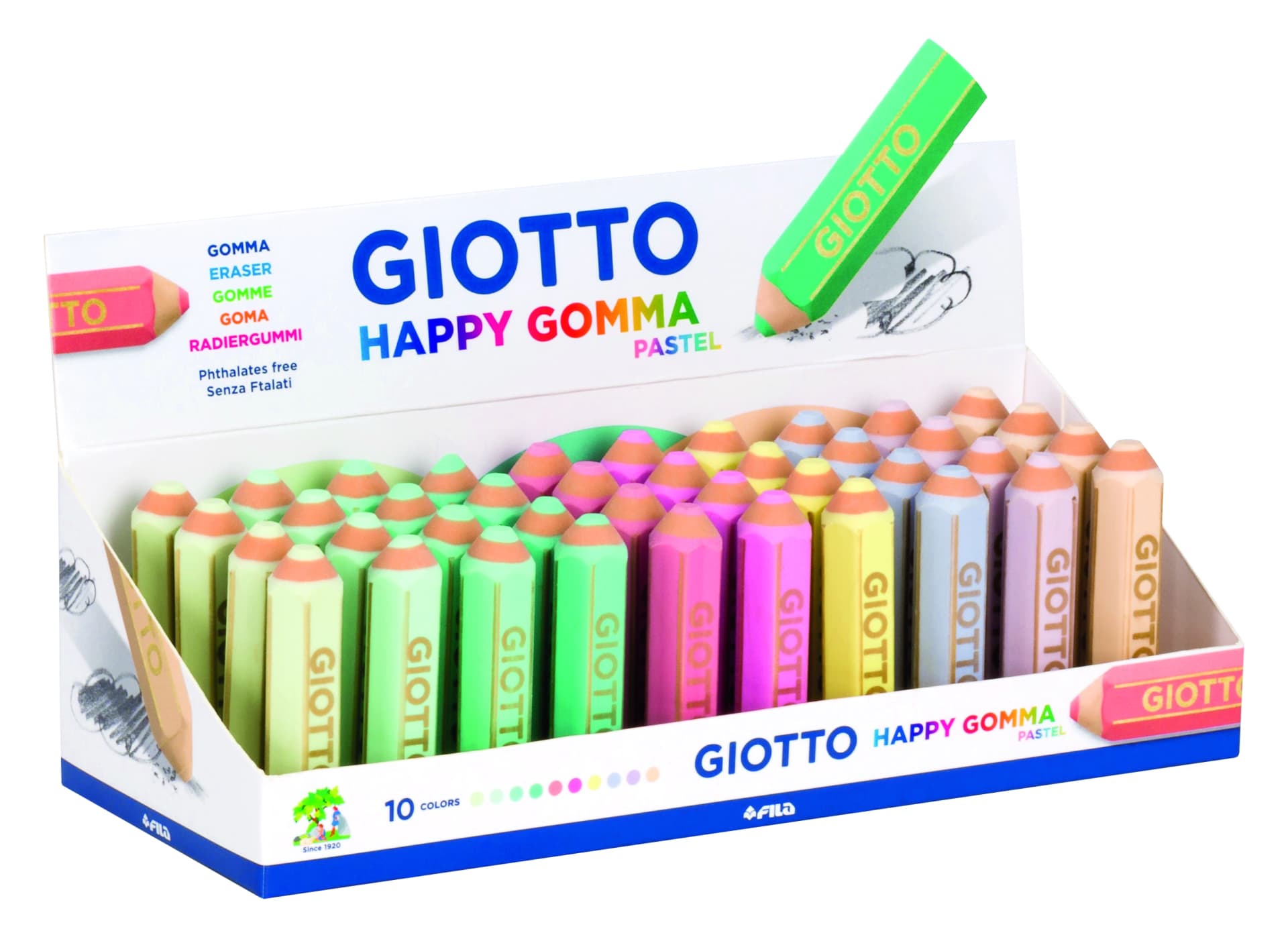 Goma de borrar giotto happy gomma pastel forma de lapiz
