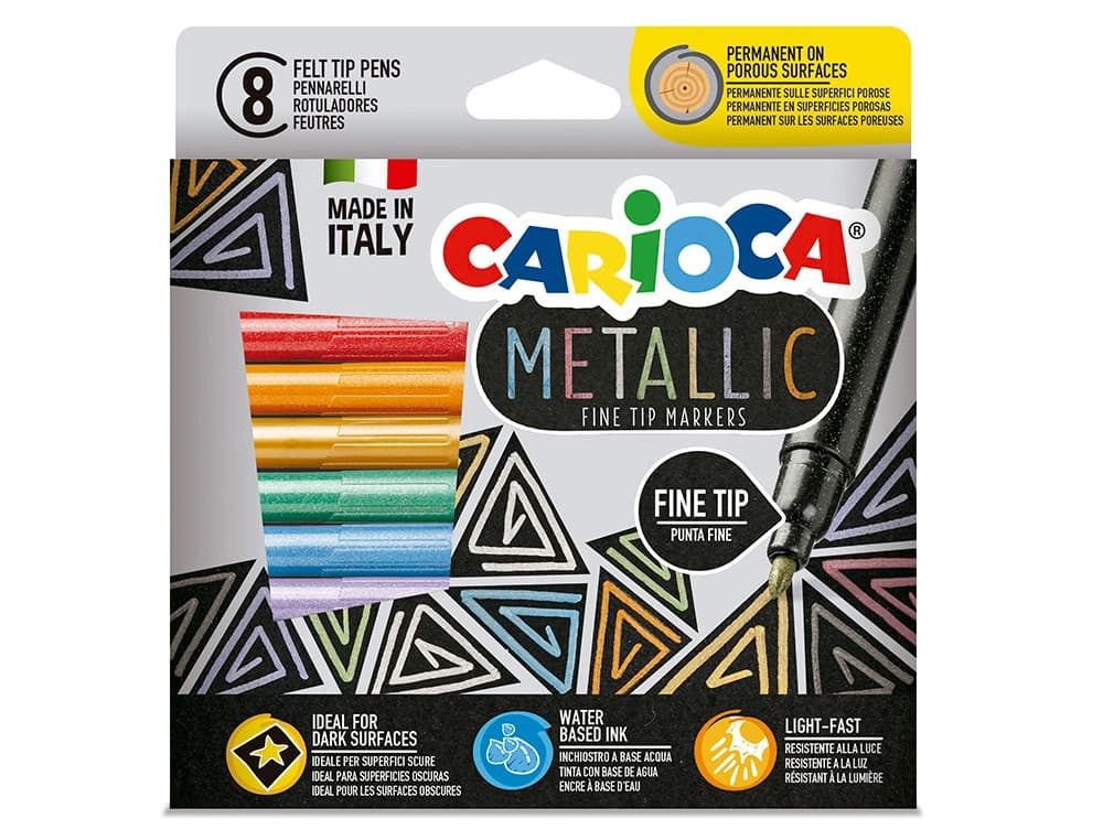Rotulador carioca metallic punta fina caja de 8 unidades colores surtidos