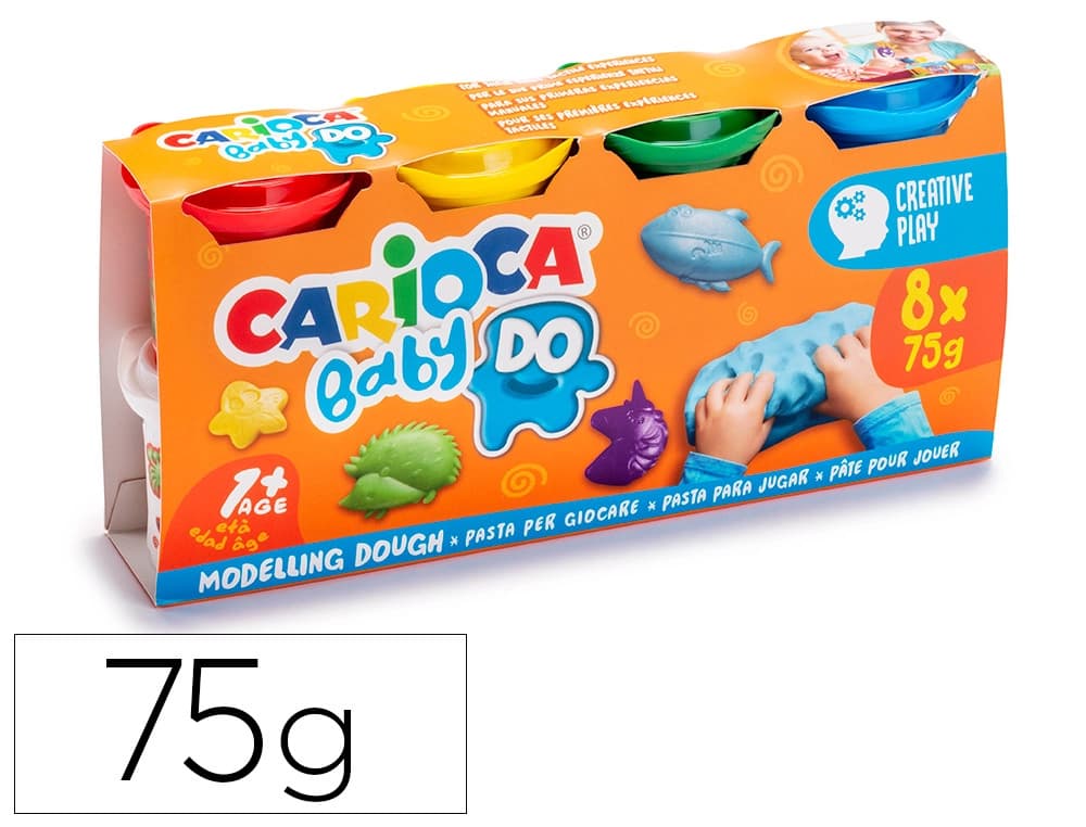 Carioca Pasta de modelar Carioca Baby Dough, set de 8 botes de 75 g en colores surtidos
