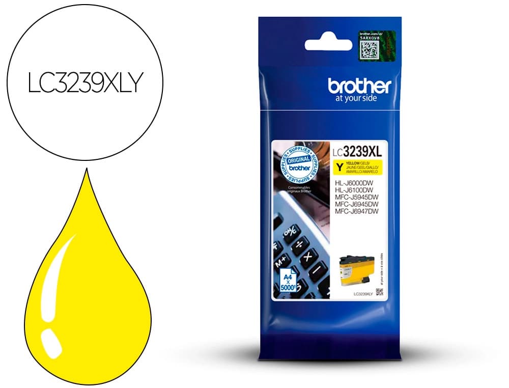 Brother Ink-jet brother lc3239y hl-j6000 / mfc-j5945 / mfc-j6945 / mfc-j6947 amarillo 5000 paginas