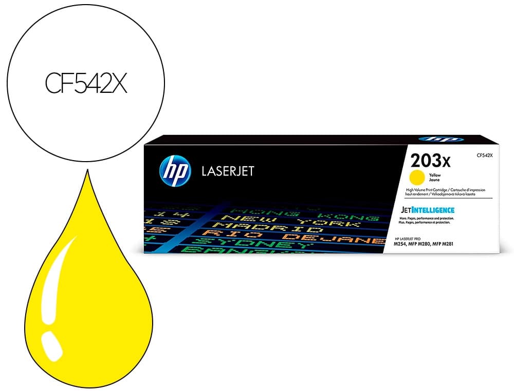 Hp Toner hp laserjet 203x m254dw / 280nw / 281fdw amarillo 2500 paginas
