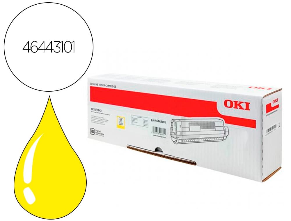 Hp Toner oki laser 46443101 c833 / c843 amarillo 10000 paginas