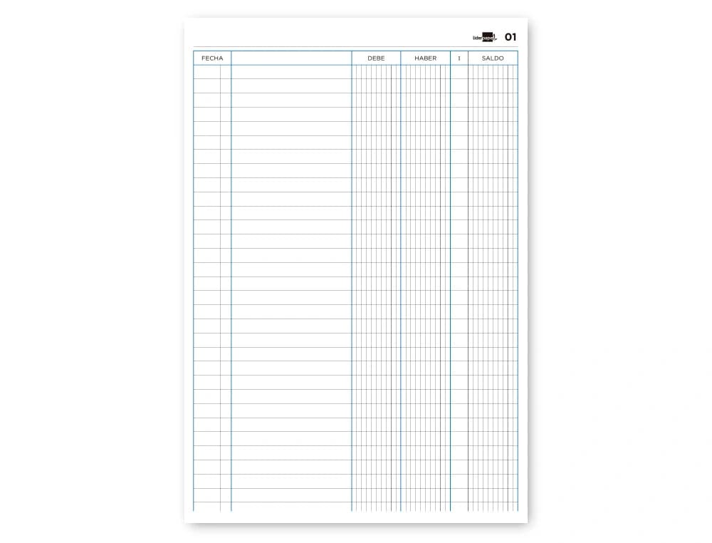 Libro liderpapel folio cartone 100 hojas cuentas corrientes debe haber y saldo